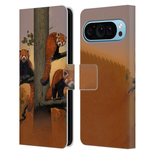 Vincent Hie Key Art Red Pandas Leather Book Wallet Case Cover For Google Pixel 9 / Pixel 9 Pro