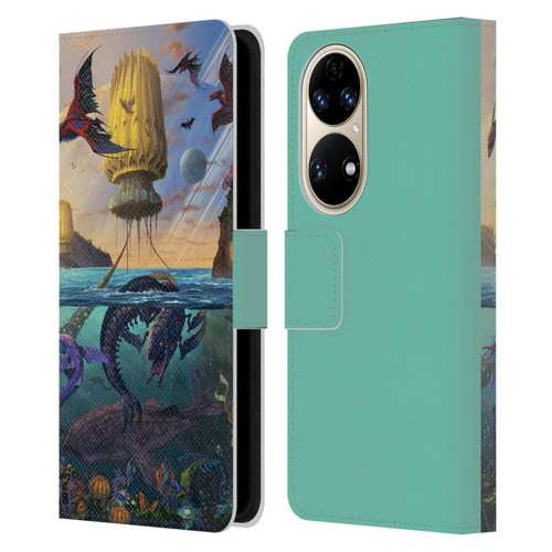 Vincent Hie Key Art Alien World Leather Book Wallet Case Cover For Huawei P50