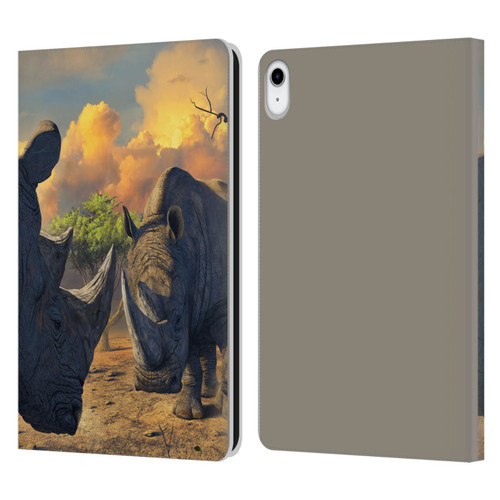 Vincent Hie Key Art Rhino Stand Off Leather Book Wallet Case Cover For Apple iPad 10.9 2022/2025