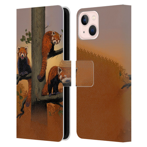 Vincent Hie Key Art Red Pandas Leather Book Wallet Case Cover For Apple iPhone 13