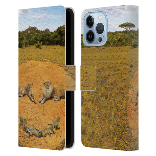 Vincent Hie Key Art A Lion Happiness Leather Book Wallet Case Cover For Apple iPhone 13 Pro Max