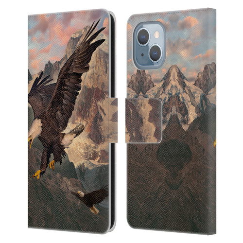 Vincent Hie Key Art Eagle Strike Leather Book Wallet Case Cover For Apple iPhone 14