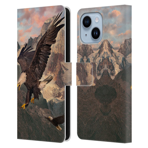 Vincent Hie Key Art Eagle Strike Leather Book Wallet Case Cover For Apple iPhone 14 Plus