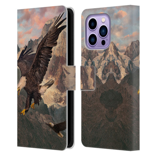 Vincent Hie Key Art Eagle Strike Leather Book Wallet Case Cover For Apple iPhone 14 Pro Max