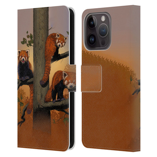 Vincent Hie Key Art Red Pandas Leather Book Wallet Case Cover For Apple iPhone 15 Pro