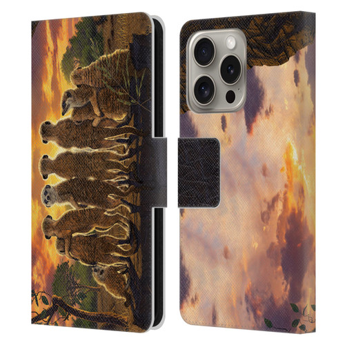 Vincent Hie Key Art Meerkat Family Leather Book Wallet Case Cover For Apple iPhone 16 Pro