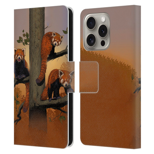 Vincent Hie Key Art Red Pandas Leather Book Wallet Case Cover For Apple iPhone 16 Pro