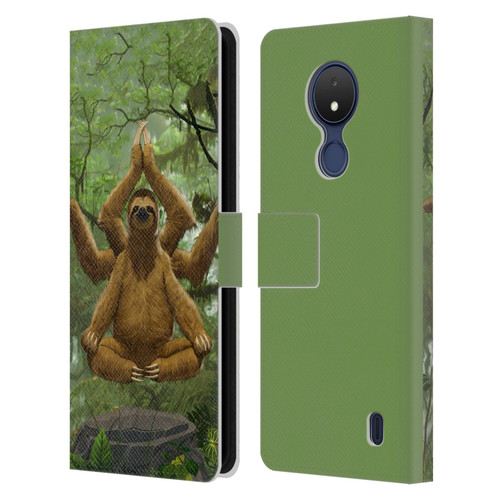 Vincent Hie Key Art Zen Sloth Leather Book Wallet Case Cover For Nokia C21
