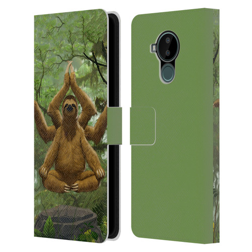 Vincent Hie Key Art Zen Sloth Leather Book Wallet Case Cover For Nokia C30