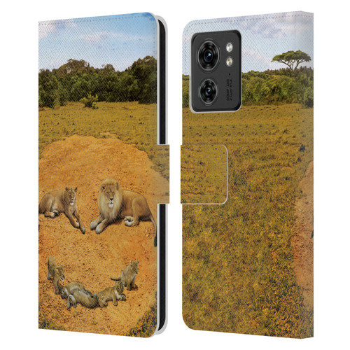 Vincent Hie Key Art A Lion Happiness Leather Book Wallet Case Cover For Motorola Moto Edge 40