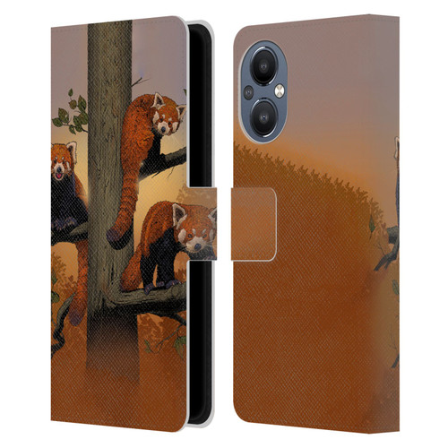 Vincent Hie Key Art Red Pandas Leather Book Wallet Case Cover For OnePlus Nord N20 5G