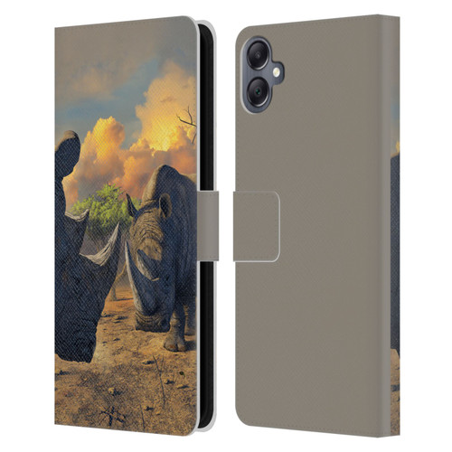 Vincent Hie Key Art Rhino Stand Off Leather Book Wallet Case Cover For Samsung Galaxy A05