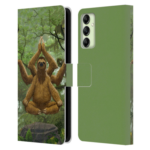 Vincent Hie Key Art Zen Sloth Leather Book Wallet Case Cover For Samsung Galaxy A14 5G