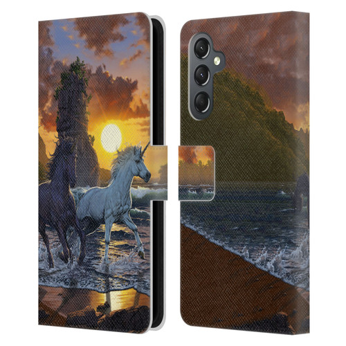 Vincent Hie Key Art Unicorns On The Beach Leather Book Wallet Case Cover For Samsung Galaxy A25 5G