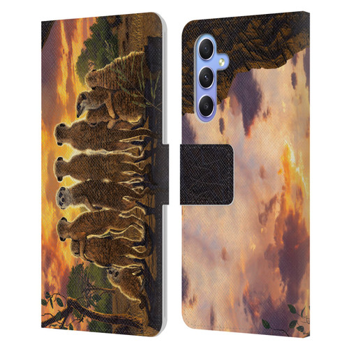 Vincent Hie Key Art Meerkat Family Leather Book Wallet Case Cover For Samsung Galaxy A34 5G