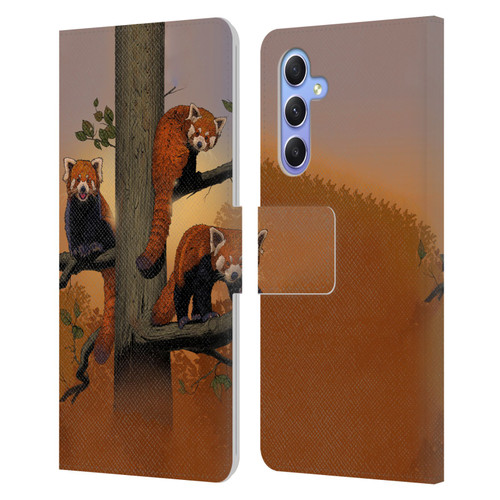 Vincent Hie Key Art Red Pandas Leather Book Wallet Case Cover For Samsung Galaxy A34 5G