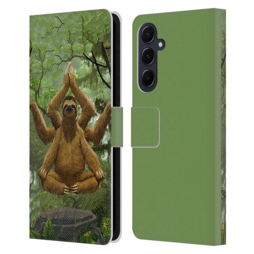 Vincent Hie Key Art Zen Sloth Leather Book Wallet Case Cover For Samsung Galaxy A55 5G