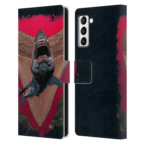 Vincent Hie Key Art Shark Leather Book Wallet Case Cover For Samsung Galaxy S21+ 5G