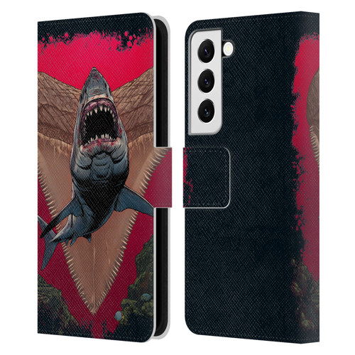 Vincent Hie Key Art Shark Leather Book Wallet Case Cover For Samsung Galaxy S22 5G