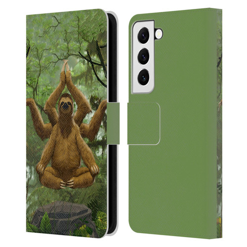 Vincent Hie Key Art Zen Sloth Leather Book Wallet Case Cover For Samsung Galaxy S22 5G
