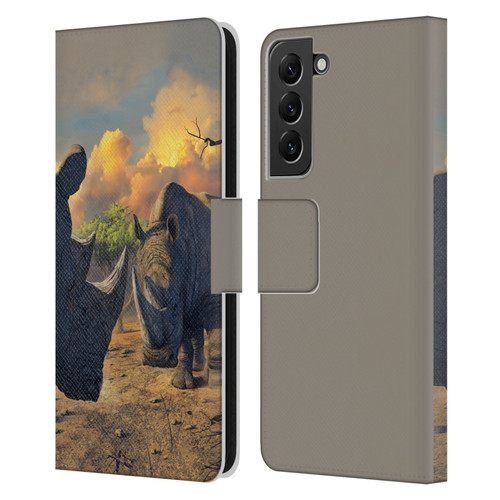 Vincent Hie Key Art Rhino Stand Off Leather Book Wallet Case Cover For Samsung Galaxy S22+ 5G