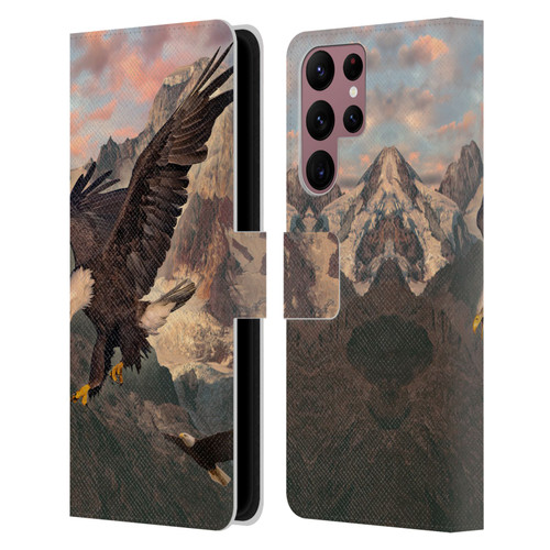 Vincent Hie Key Art Eagle Strike Leather Book Wallet Case Cover For Samsung Galaxy S22 Ultra 5G