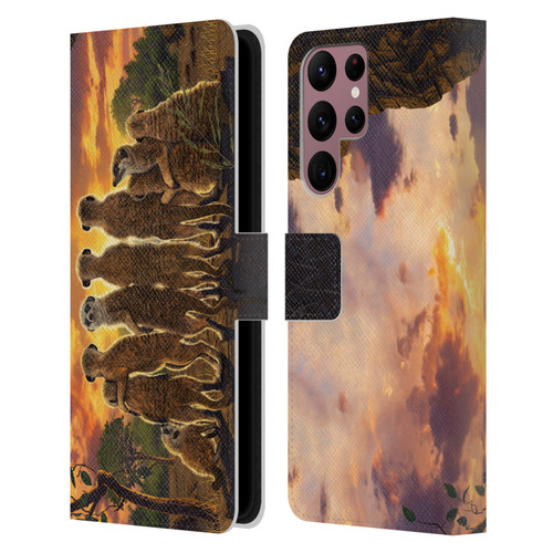 Vincent Hie Key Art Meerkat Family Leather Book Wallet Case Cover For Samsung Galaxy S22 Ultra 5G