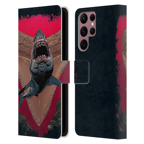Vincent Hie Key Art Shark Leather Book Wallet Case Cover For Samsung Galaxy S22 Ultra 5G