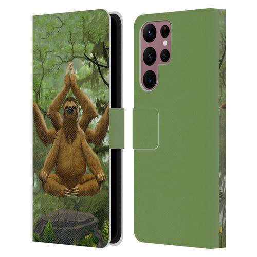 Vincent Hie Key Art Zen Sloth Leather Book Wallet Case Cover For Samsung Galaxy S22 Ultra 5G