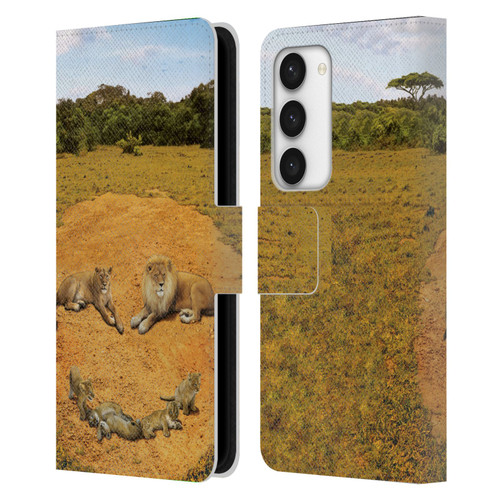 Vincent Hie Key Art A Lion Happiness Leather Book Wallet Case Cover For Samsung Galaxy S23 5G