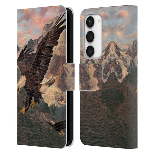 Vincent Hie Key Art Eagle Strike Leather Book Wallet Case Cover For Samsung Galaxy S23 5G