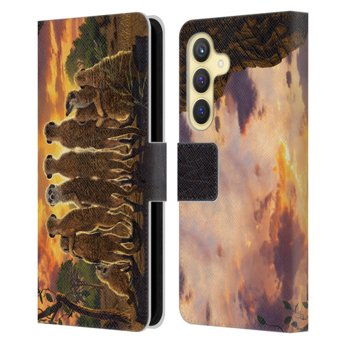 Vincent Hie Key Art Meerkat Family Leather Book Wallet Case Cover For Samsung Galaxy S24 5G