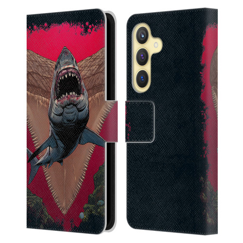 Vincent Hie Key Art Shark Leather Book Wallet Case Cover For Samsung Galaxy S24 5G