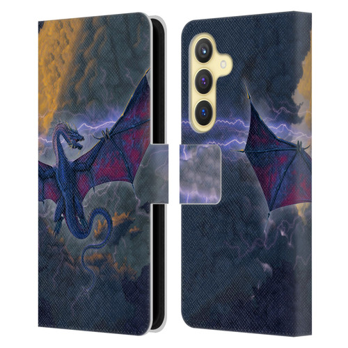 Vincent Hie Key Art Thunder Dragon Leather Book Wallet Case Cover For Samsung Galaxy S24 5G