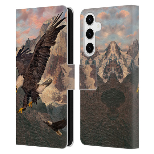Vincent Hie Key Art Eagle Strike Leather Book Wallet Case Cover For Samsung Galaxy S24+ 5G