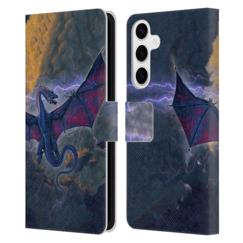 Vincent Hie Key Art Thunder Dragon Leather Book Wallet Case Cover For Samsung Galaxy S24+ 5G