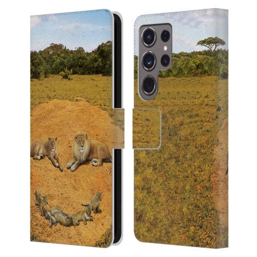 Vincent Hie Key Art A Lion Happiness Leather Book Wallet Case Cover For Samsung Galaxy S24 Ultra 5G