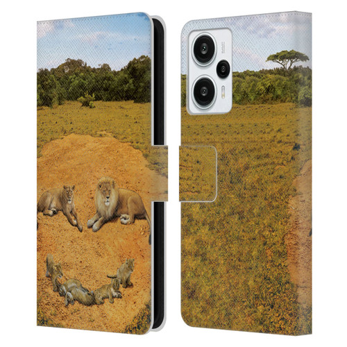 Vincent Hie Key Art A Lion Happiness Leather Book Wallet Case Cover For Xiaomi Redmi Note 12T