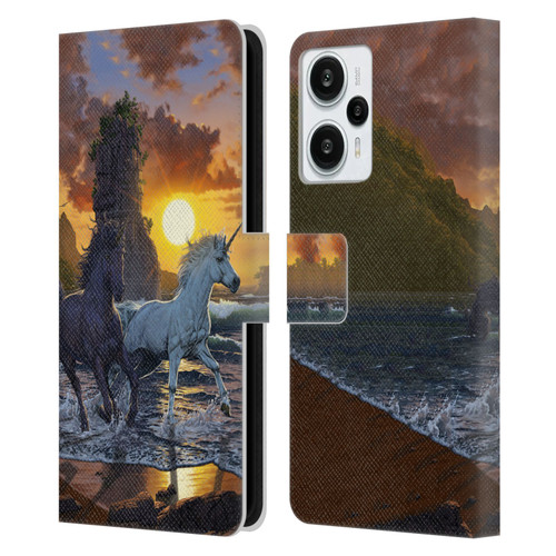 Vincent Hie Key Art Unicorns On The Beach Leather Book Wallet Case Cover For Xiaomi Redmi Note 12T