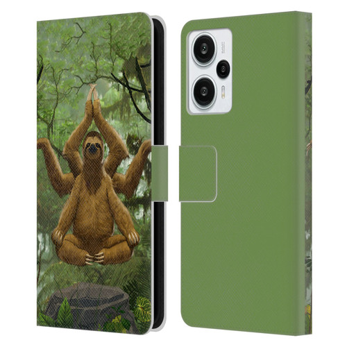 Vincent Hie Key Art Zen Sloth Leather Book Wallet Case Cover For Xiaomi Redmi Note 12T