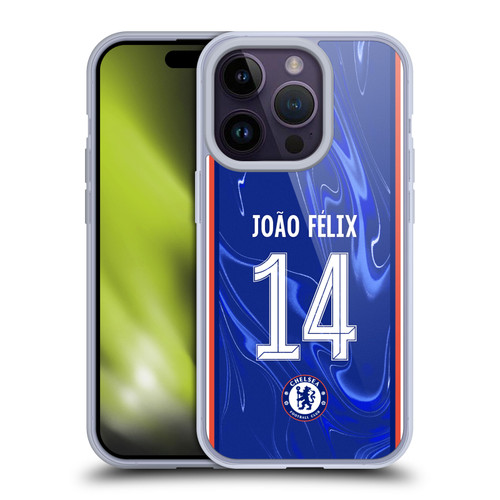 Chelsea Football Club 2024/25 Players Home Kit João Félix Soft Gel Case for Apple iPhone 14 Pro