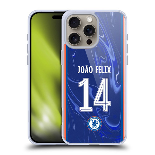 Chelsea Football Club 2024/25 Players Home Kit João Félix Soft Gel Case for Apple iPhone 16 Pro Max