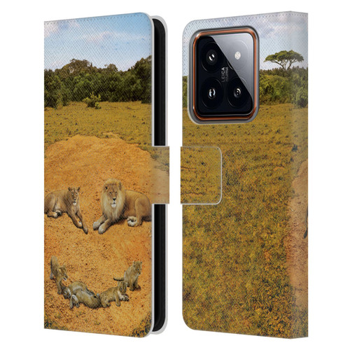Vincent Hie Key Art A Lion Happiness Leather Book Wallet Case Cover For Xiaomi 14