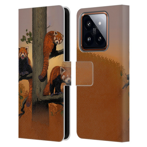 Vincent Hie Key Art Red Pandas Leather Book Wallet Case Cover For Xiaomi 14