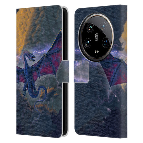 Vincent Hie Key Art Thunder Dragon Leather Book Wallet Case Cover For Xiaomi 14 Ultra