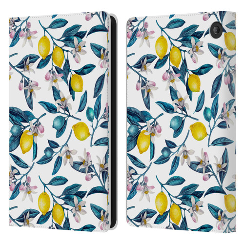 Katerina Kirilova Art Lemons And Blooms Leather Book Wallet Case Cover For Amazon Fire 7 2022