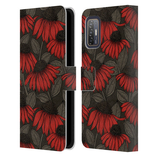 Katerina Kirilova Art Red Coneflowers Leather Book Wallet Case Cover For HTC Desire 21 Pro 5G