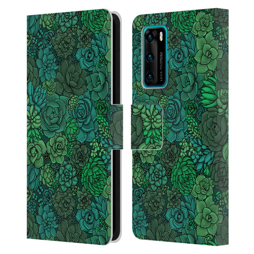 Katerina Kirilova Art Succulent Garden Leather Book Wallet Case Cover For Huawei P40 5G