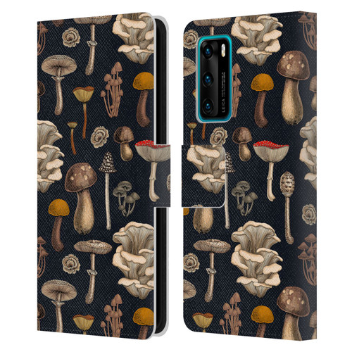 Katerina Kirilova Art Wild Mushrooms Leather Book Wallet Case Cover For Huawei P40 5G