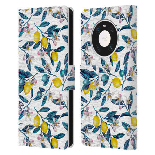 Katerina Kirilova Art Lemons And Blooms Leather Book Wallet Case Cover For Huawei Mate 40 Pro 5G